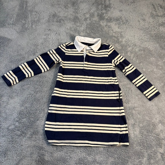 Gap Kids Other - Gap Kids Girls Navy Blue White Striped Long Sleeve Rugby Polo Dress Size S 6/6X